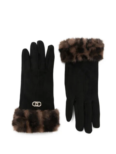 LIU JO leopard-print faux-fur trim gloves