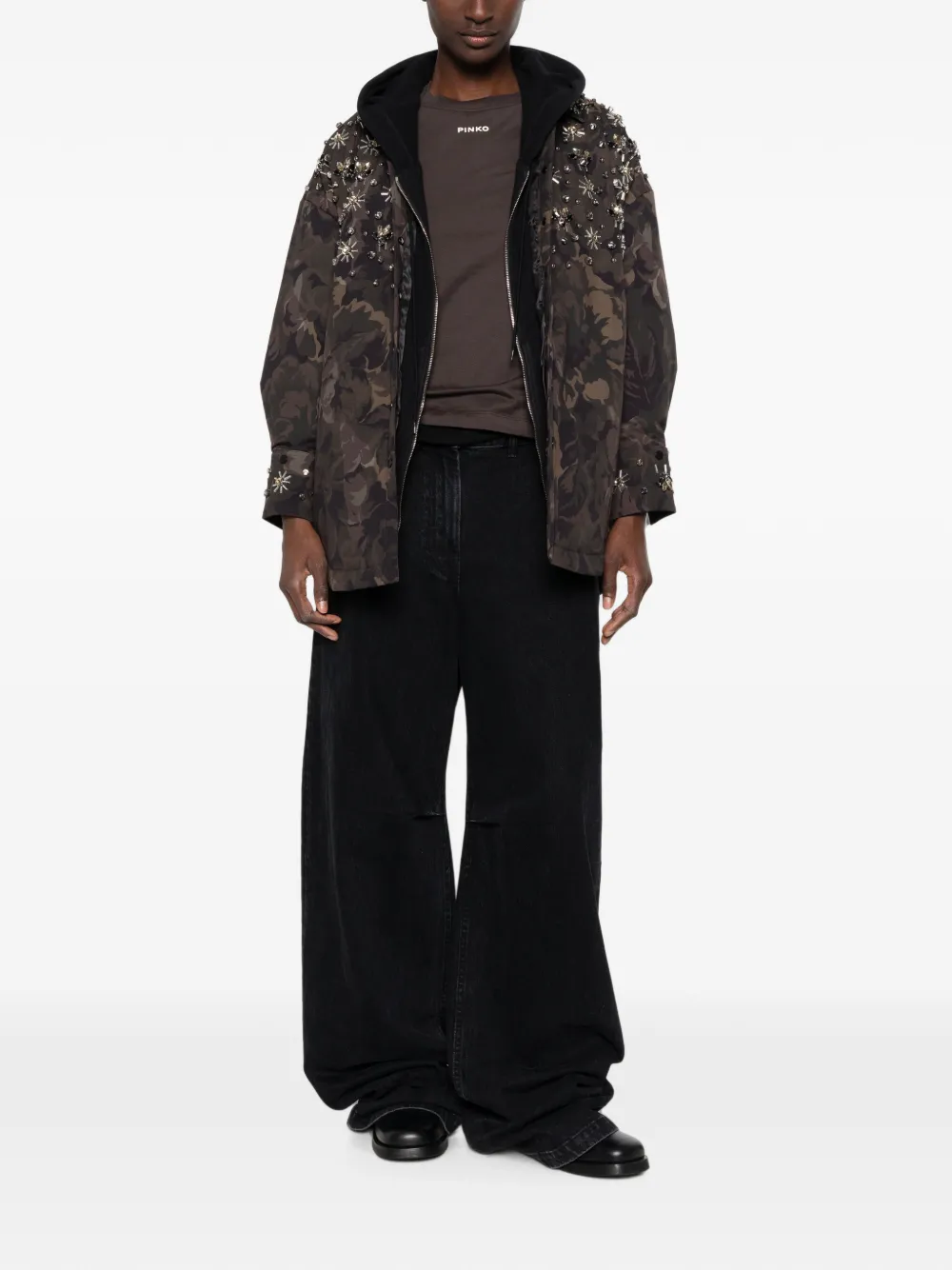 PINKO Verfraaide jas Bruin