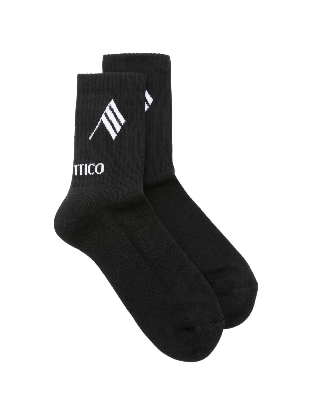 The Attico logo-intarsia ribbed-knit socks - Nero