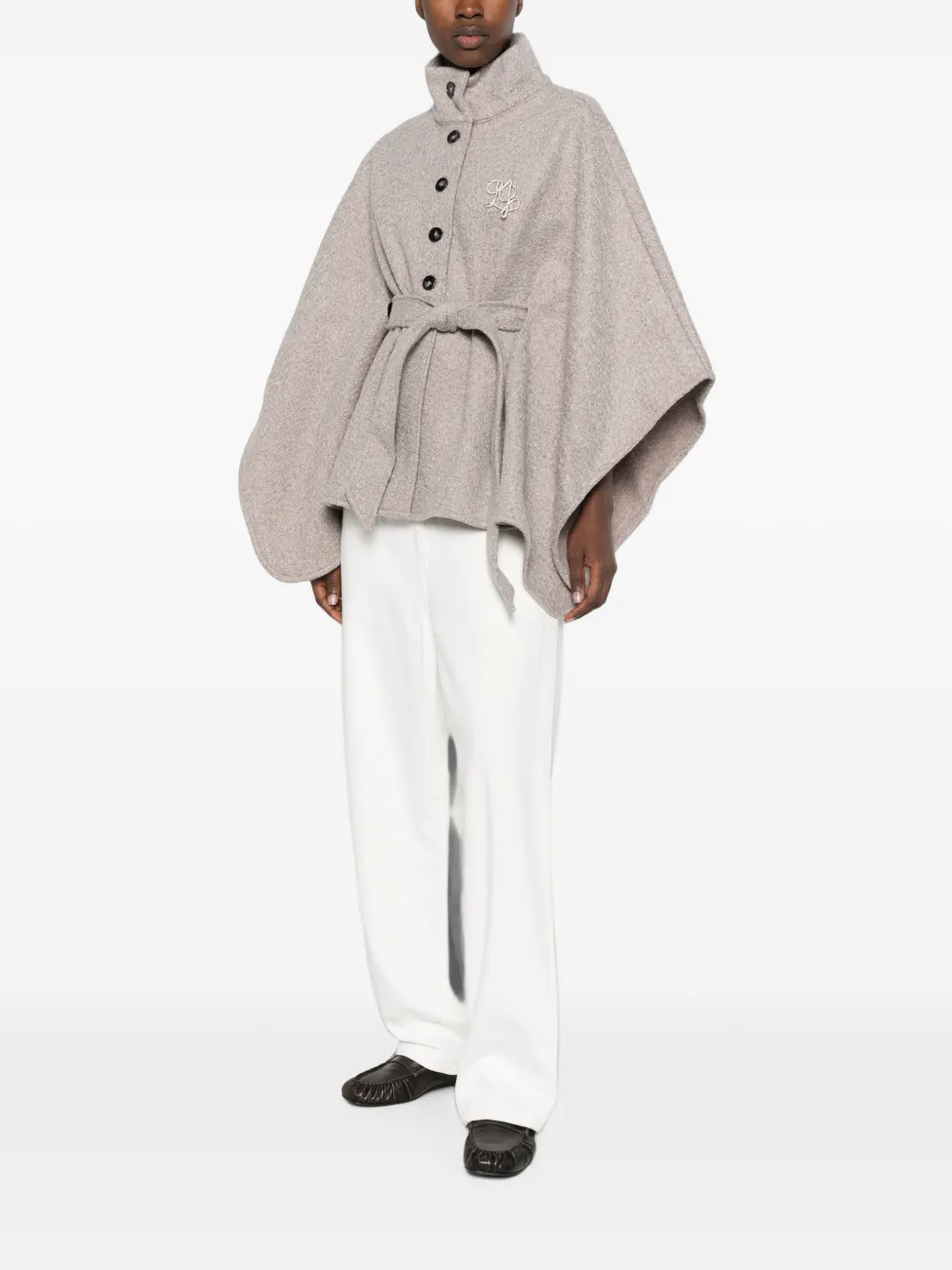 LIU JO Cape met knopen en logoplakkaat Grijs