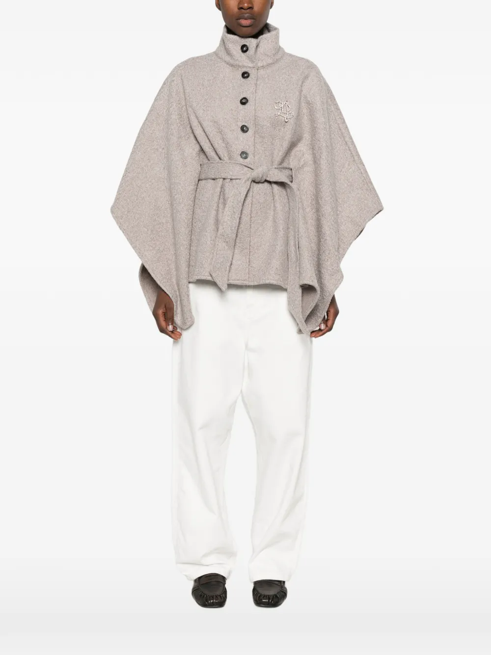 LIU JO Cape met knopen en logoplakkaat Grijs