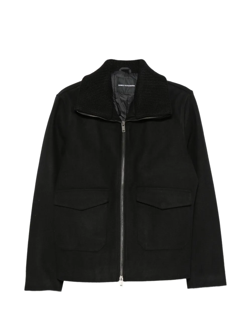 Daniele Alessandrini ribbed-collar zip-up jacket - Nero