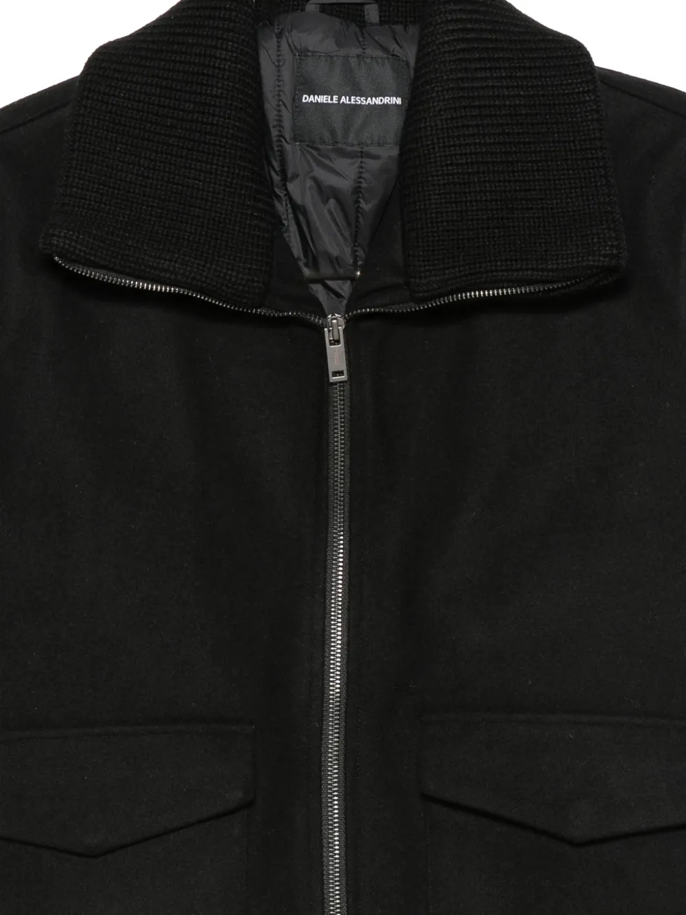Daniele Alessandrini ribbed-collar zip-up jacket Zwart