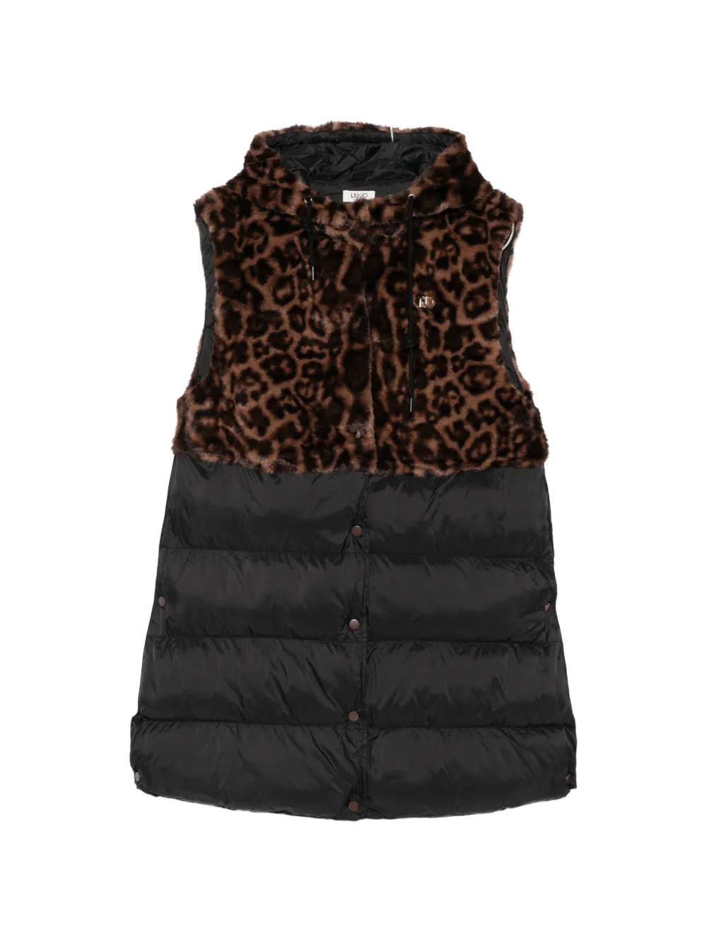LIU JO leopard-print panel quilted gilet