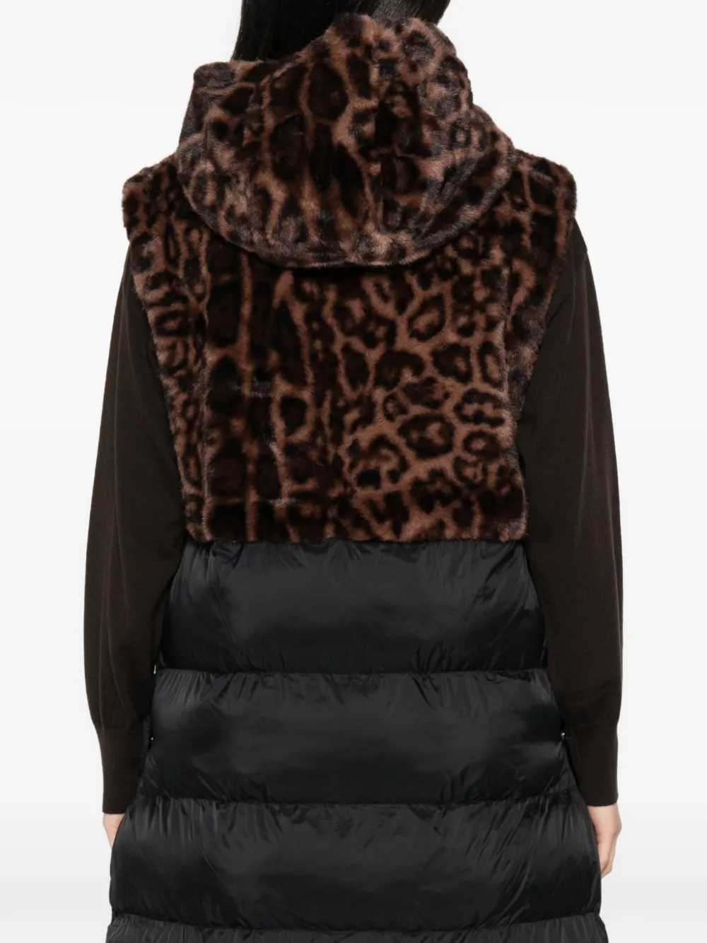 LIU JO leopard-print panel quilted gilet Zwart