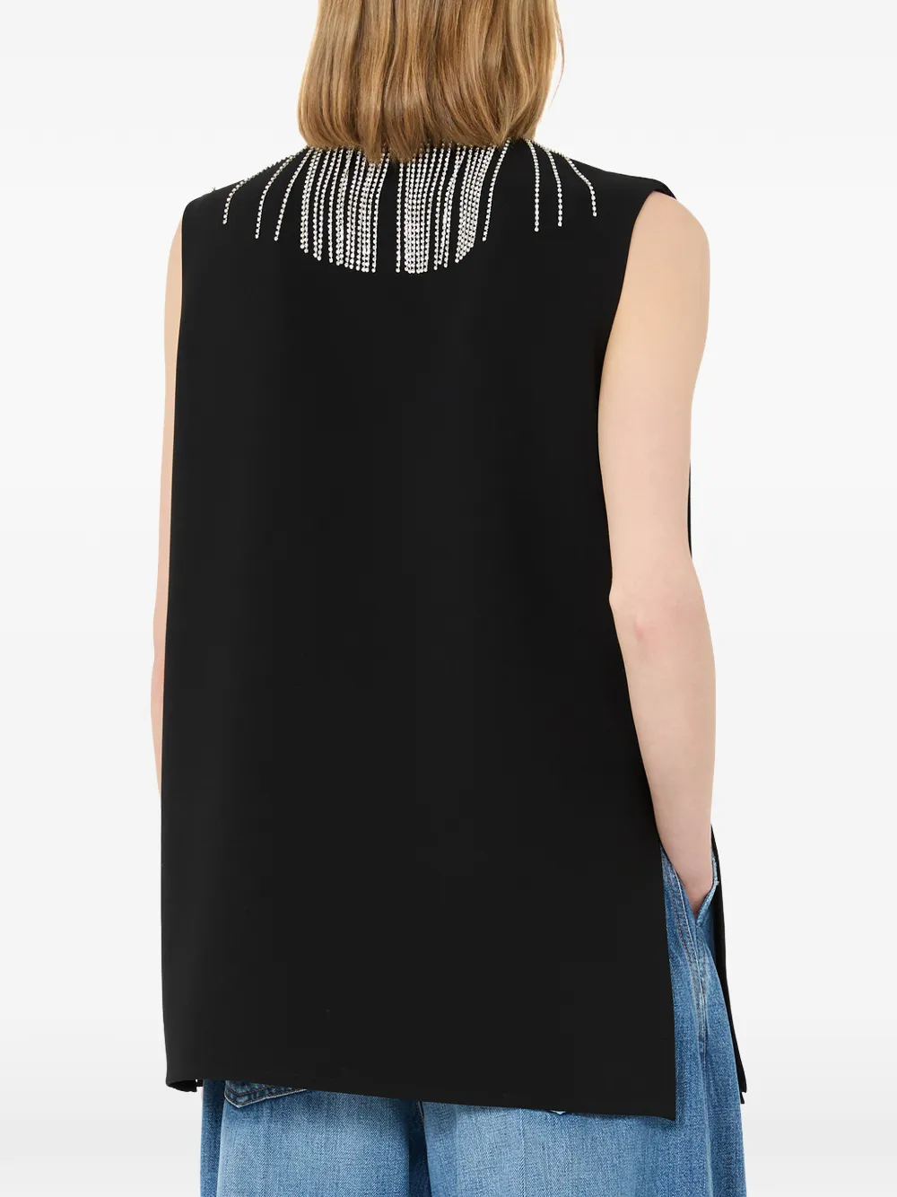 Sportmax Mouwloze top met stras Zwart