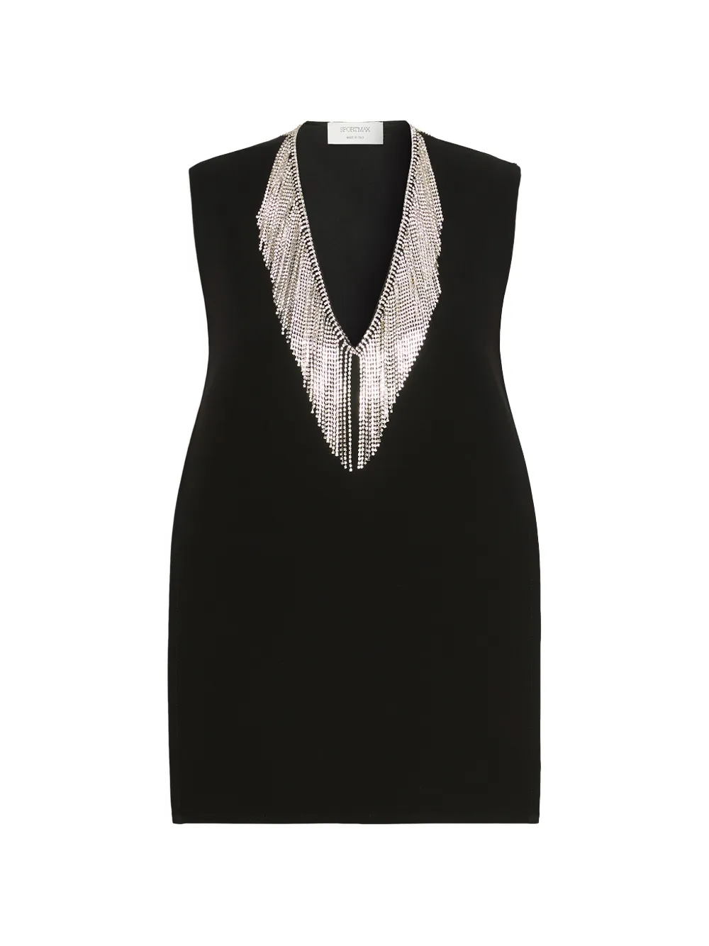 Sportmax Top smanicato con strass - Nero