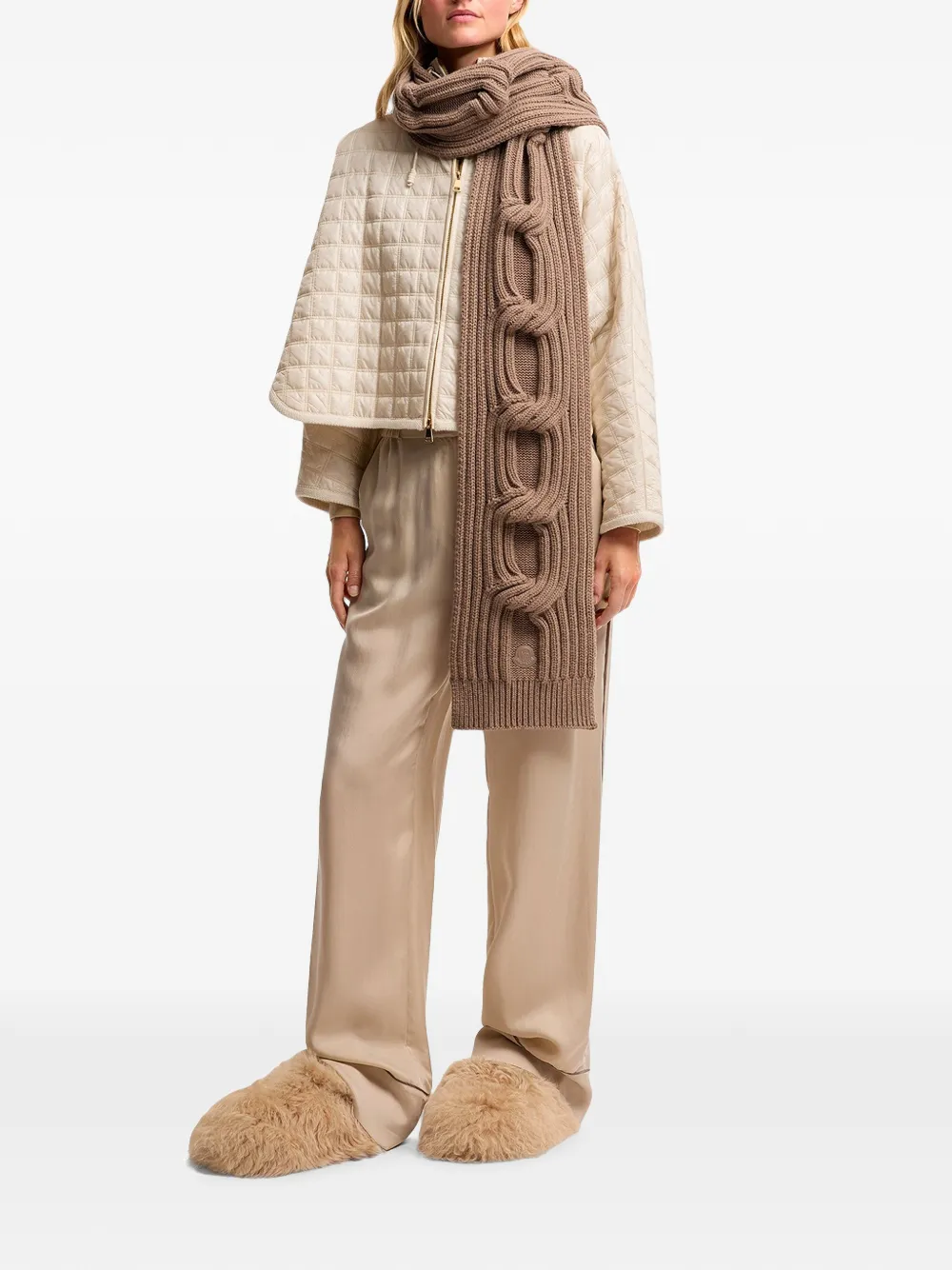 Moncler Kabelgebreide sjaal Beige