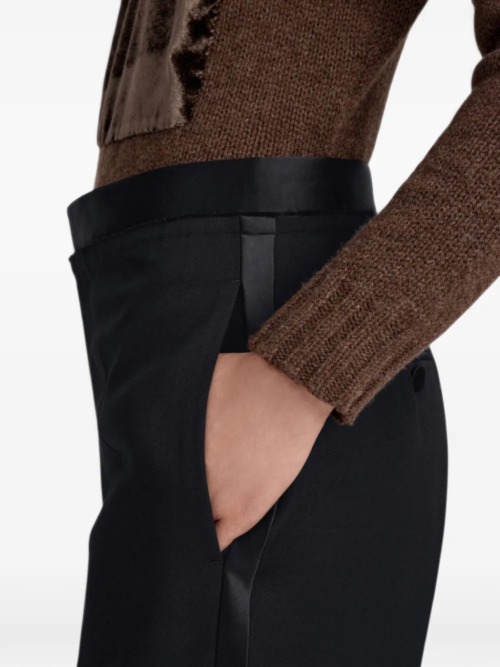 Maison Margiela Smoking broek van scheerwol met satijnen taille Zwart