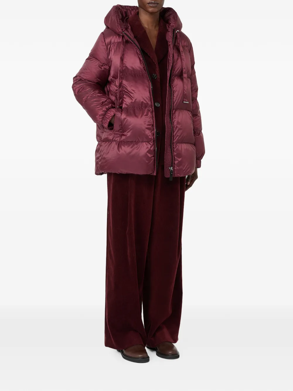Max Mara The Cube gewatteerde jas met capuchon Rood