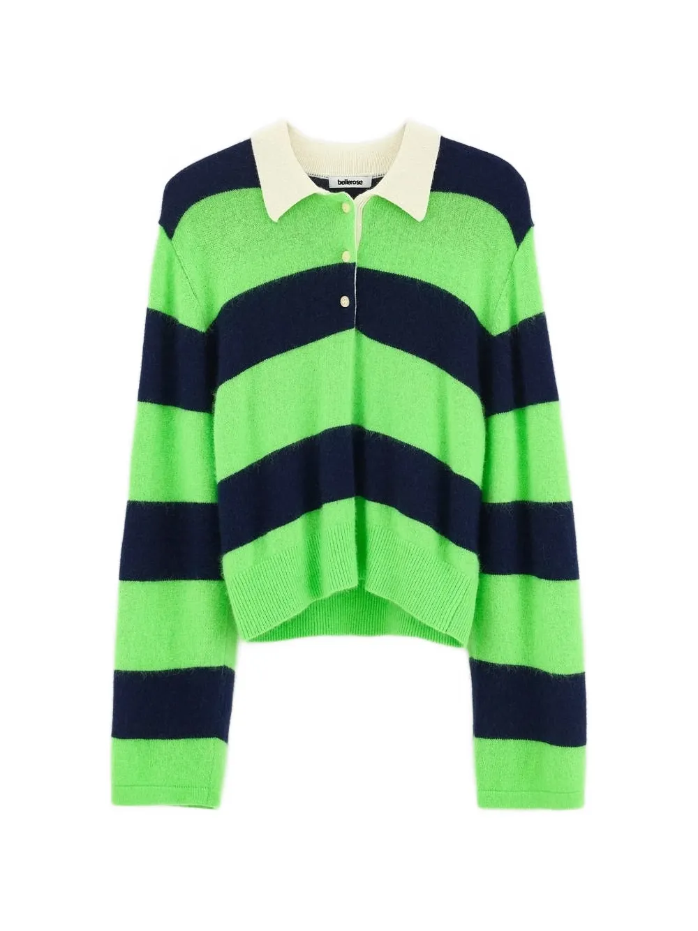 Bellerose striped polo-collar sweater - Verde
