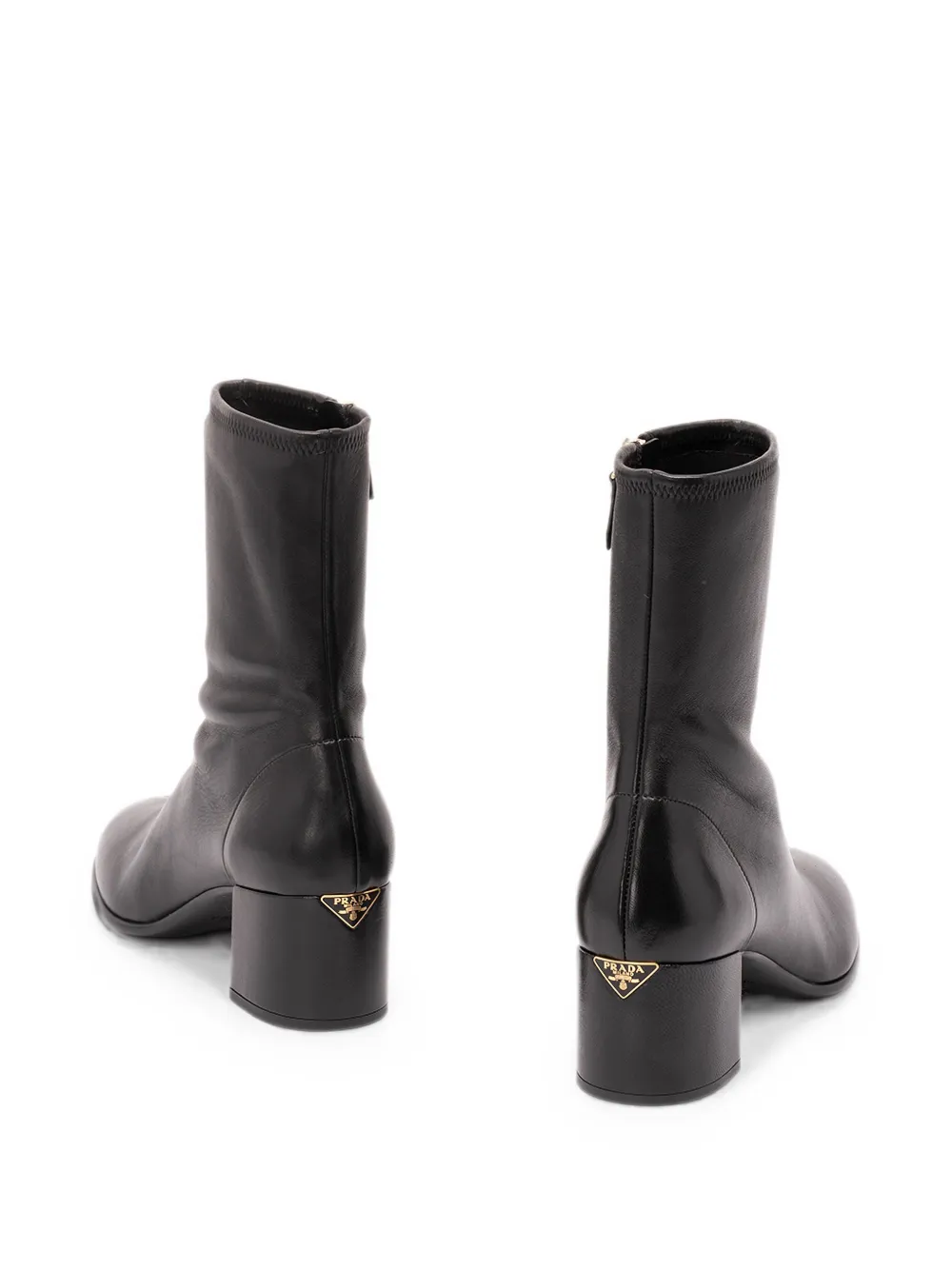 Prada logo-plaque ankle boots Zwart