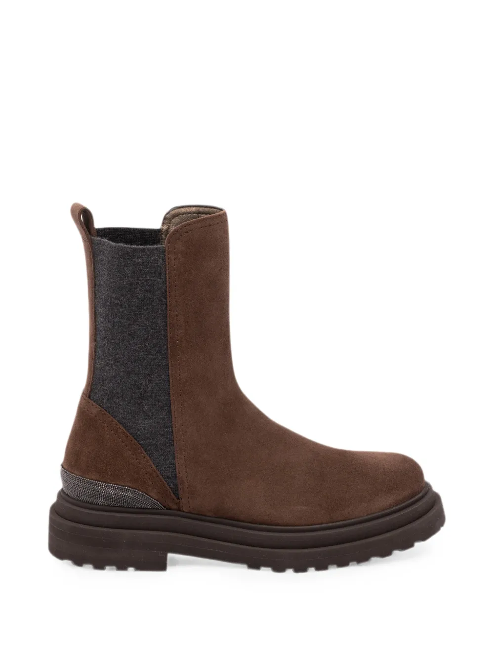 Brunello Cucinelli panelled Monili-chain boots - Braun
