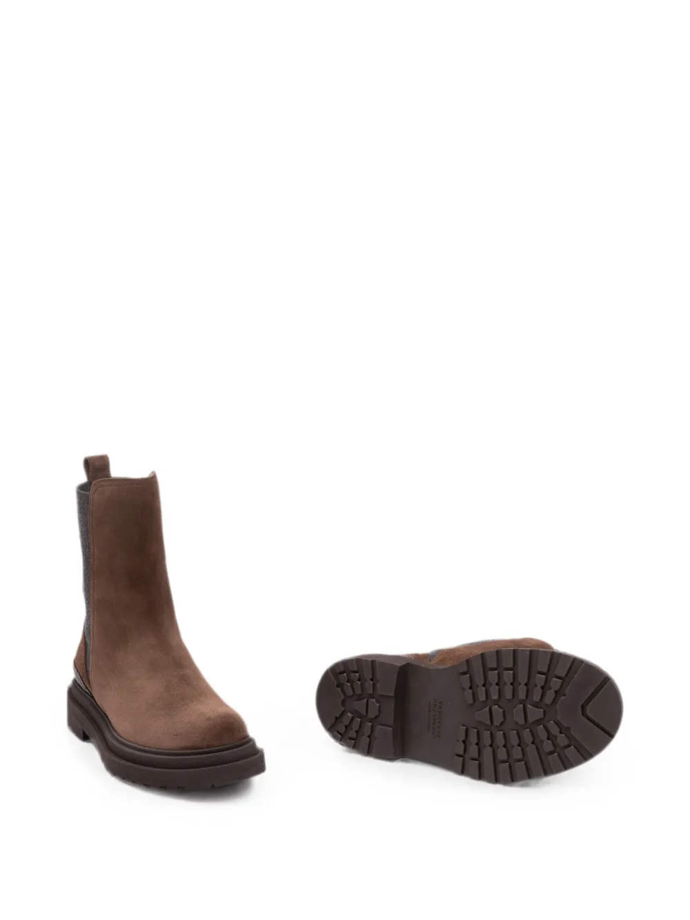 Brunello Cucinelli panelled Monili-chain boots Bruin