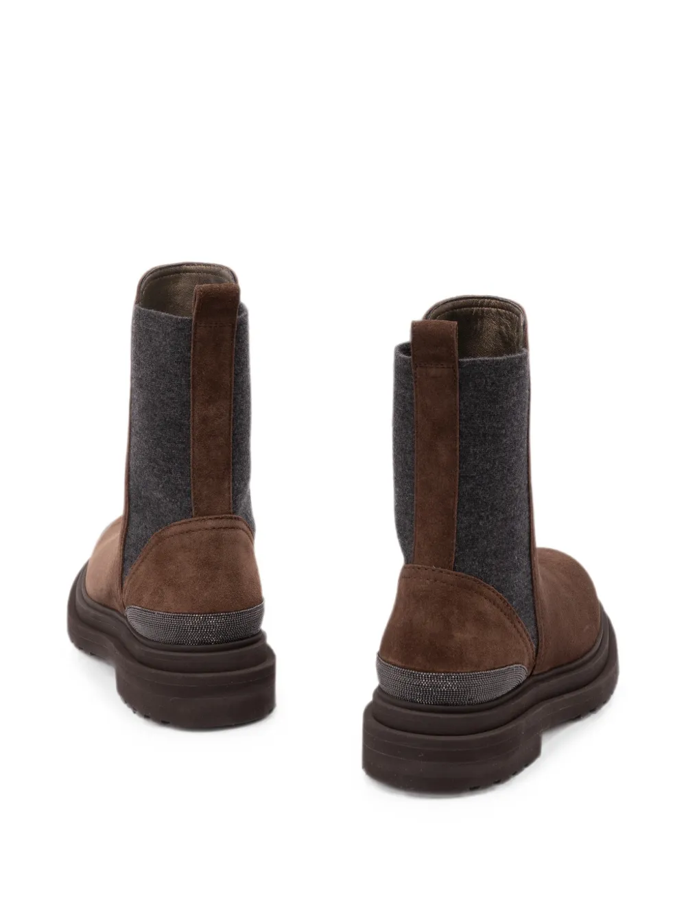 Brunello Cucinelli panelled Monili-chain boots Bruin