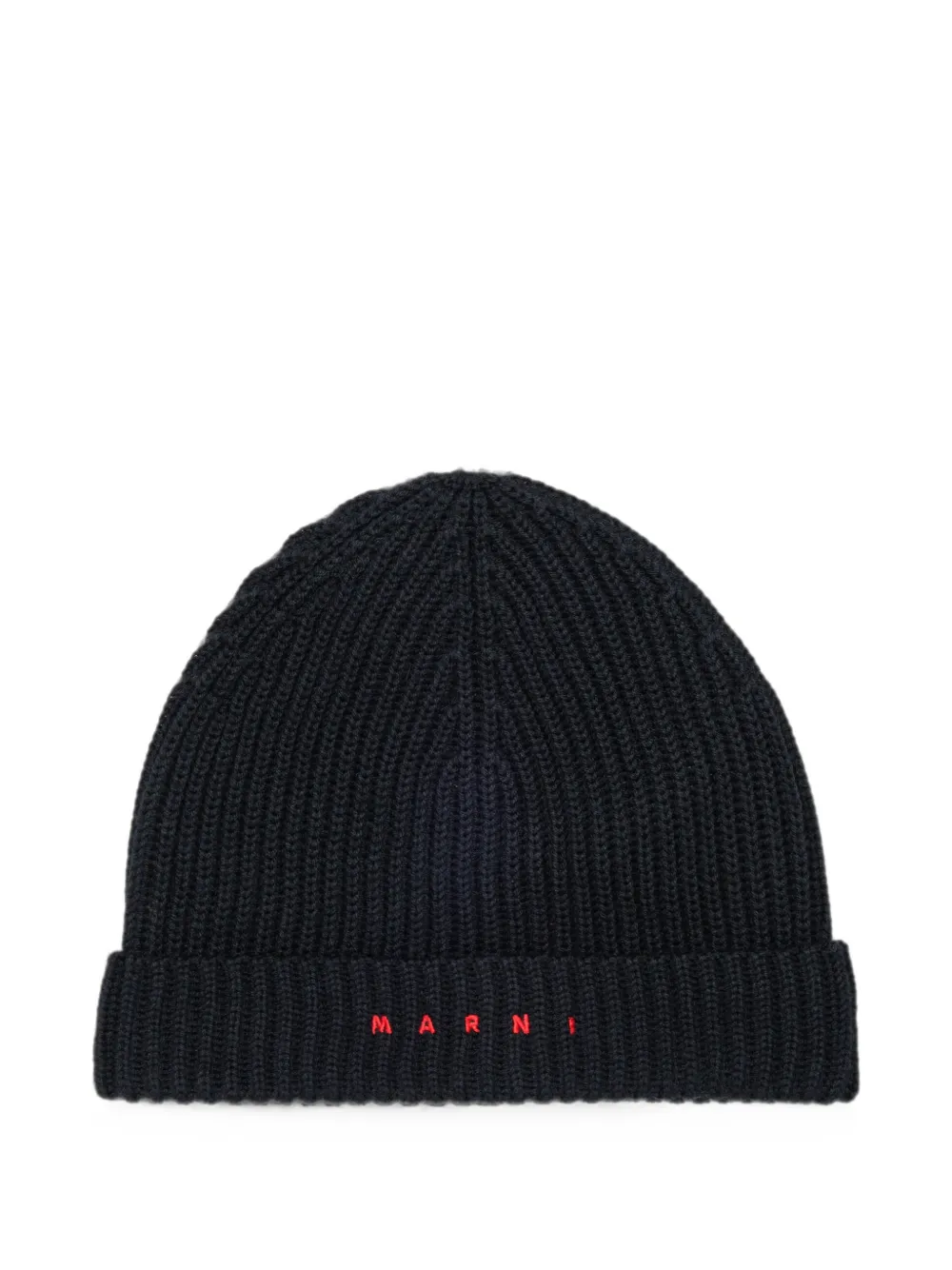 Marni Kids Berretto a coste con logo - Nero