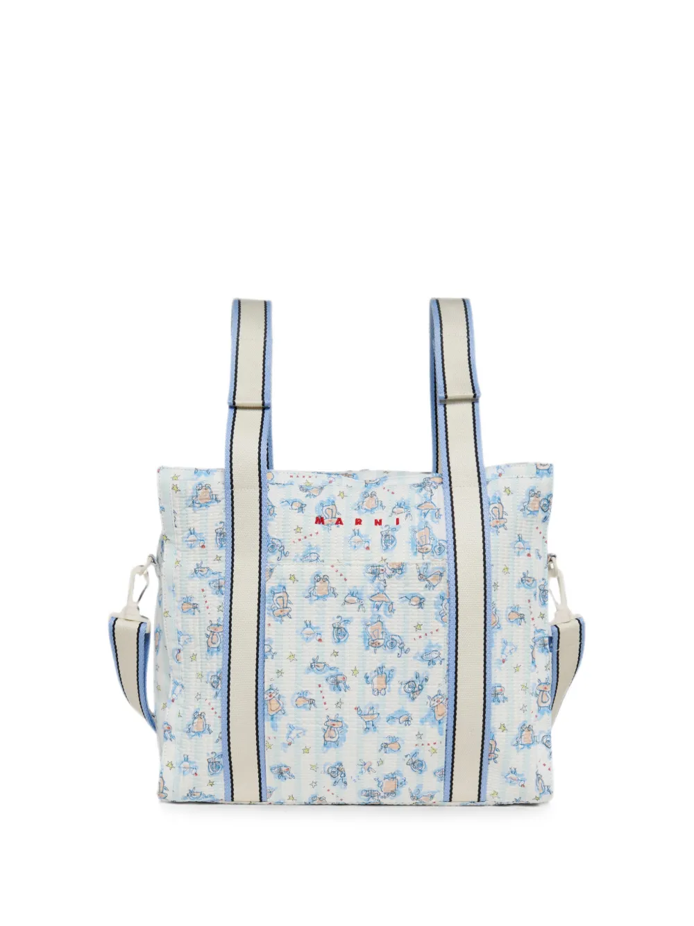 Marni Kids Seersucker-Wickeltasche mit grafischem Print - Weiß
