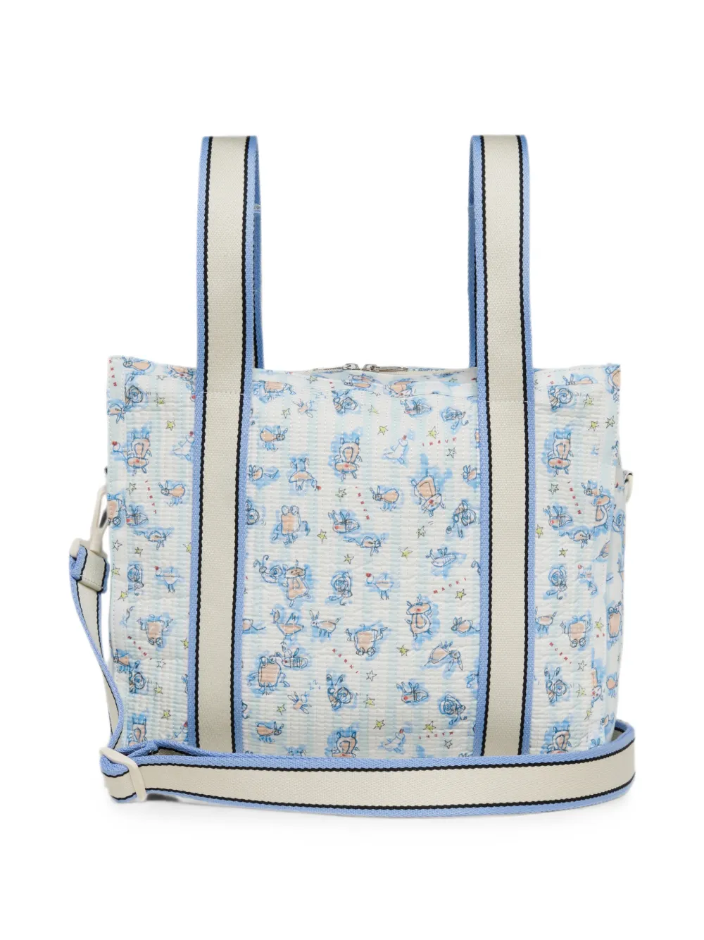 Marni Kids Seersucker luiertas met grafische print Wit
