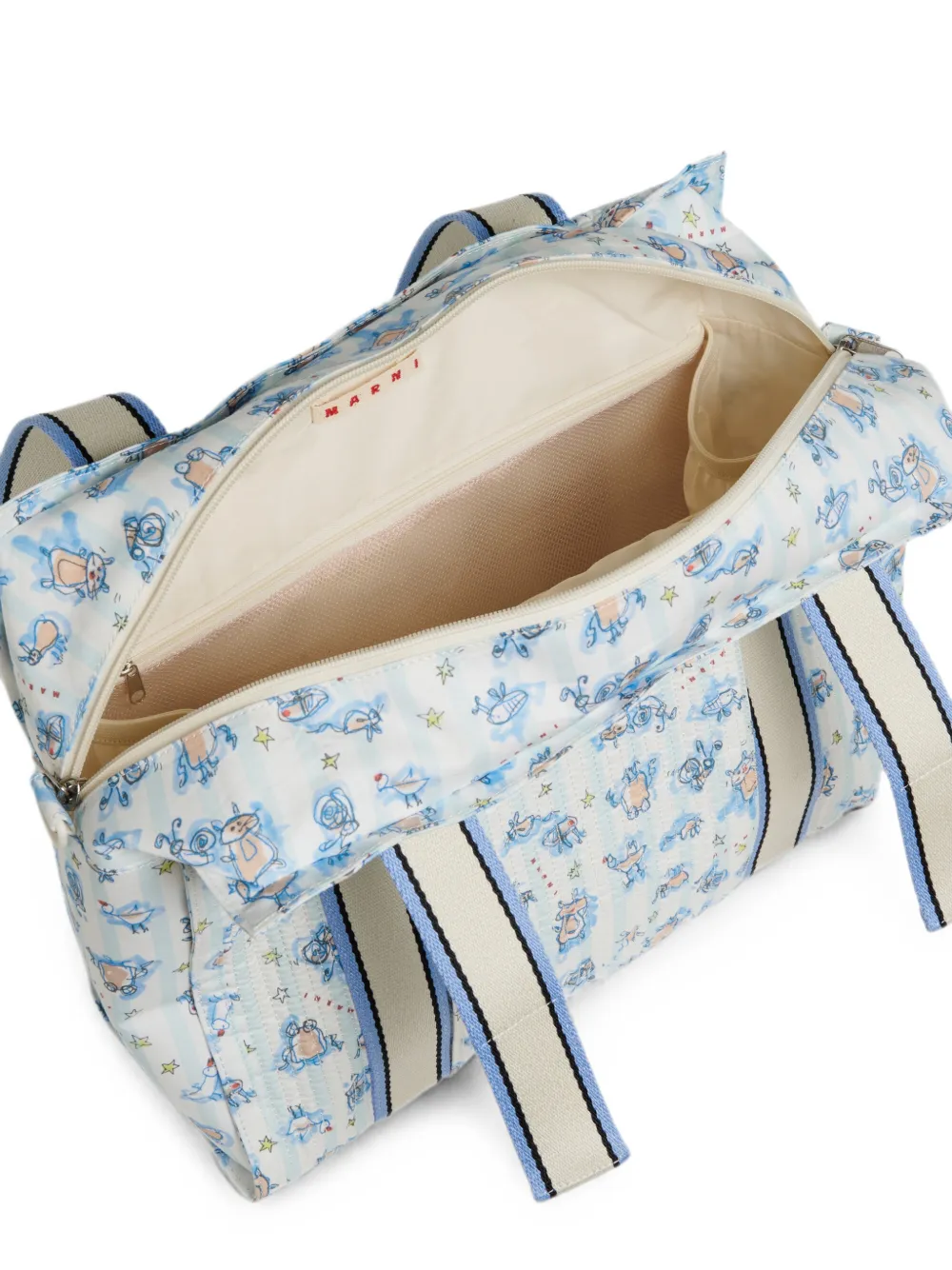Marni Kids Seersucker luiertas met grafische print Wit
