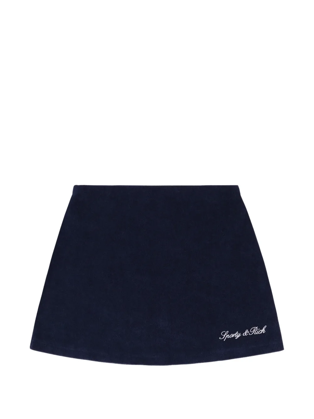 Sporty & Rich Signature logo-embroidered cotton mini skirt - Blu
