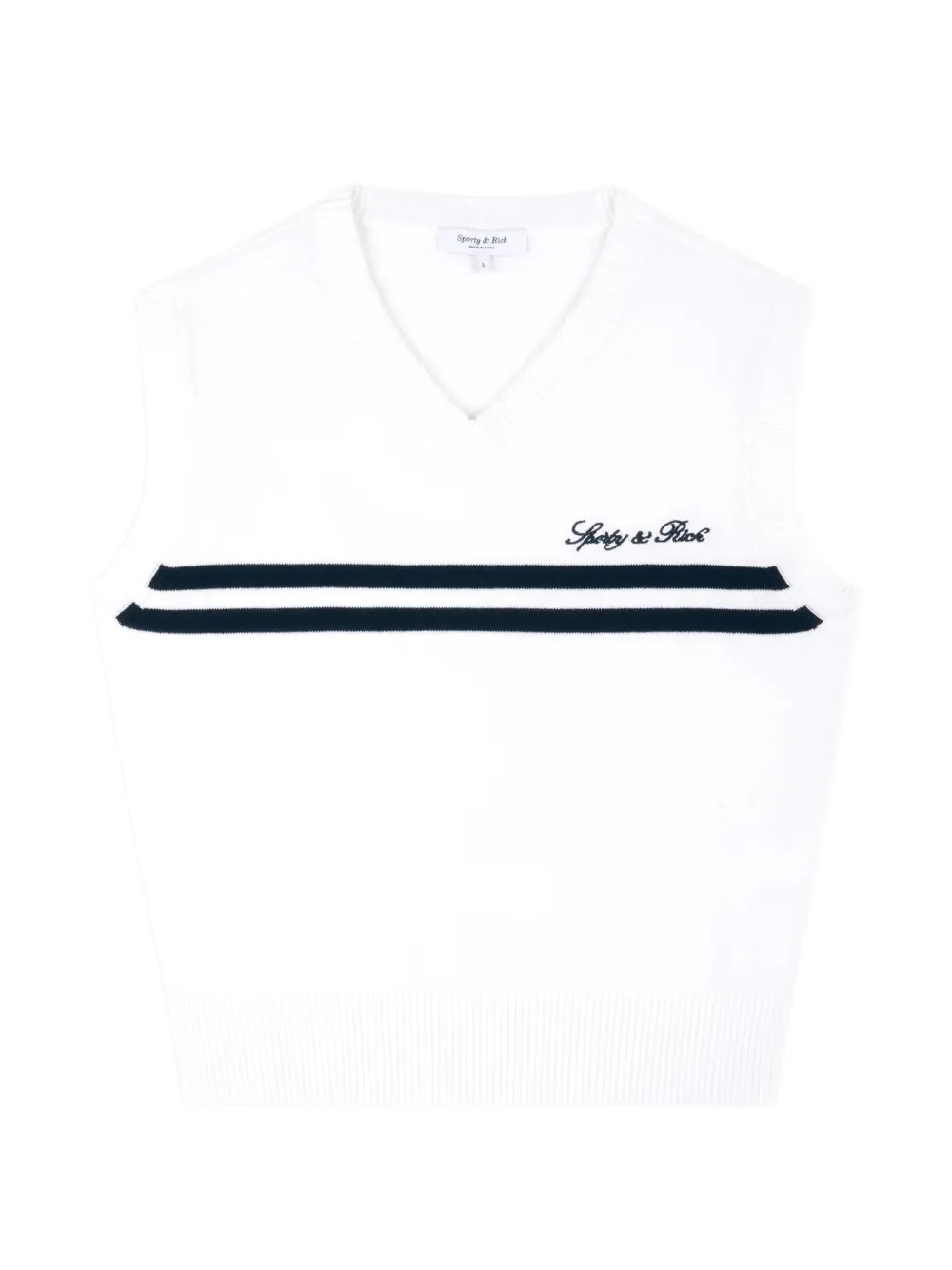 Sporty And Rich Signature Logo-embroidered Knitted Cotton Vest In Multi