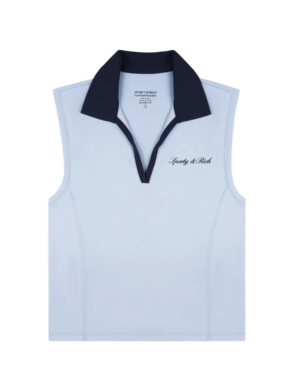 Sporty & Rich Signature logo-print sleeveless T-shirt - Blau