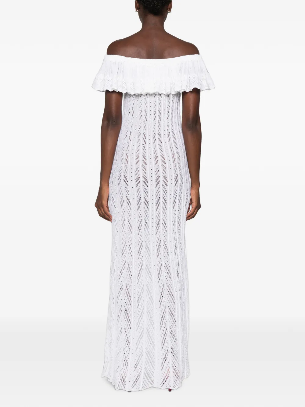 Antonino Valenti Off-shoulder maxi-jurk met ruches Wit