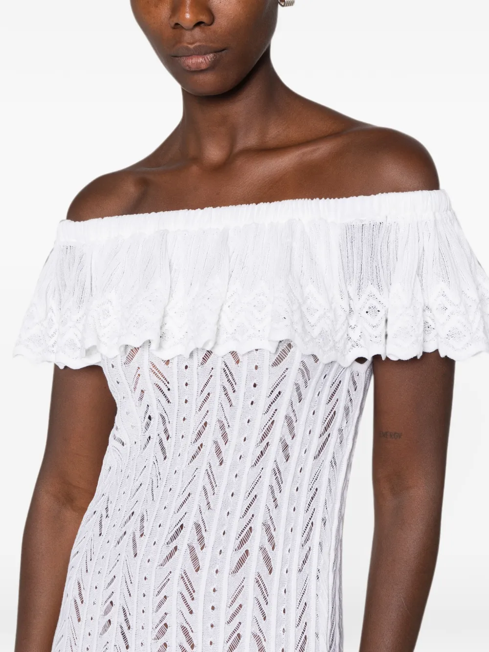 Antonino Valenti Off-shoulder maxi-jurk met ruches Wit