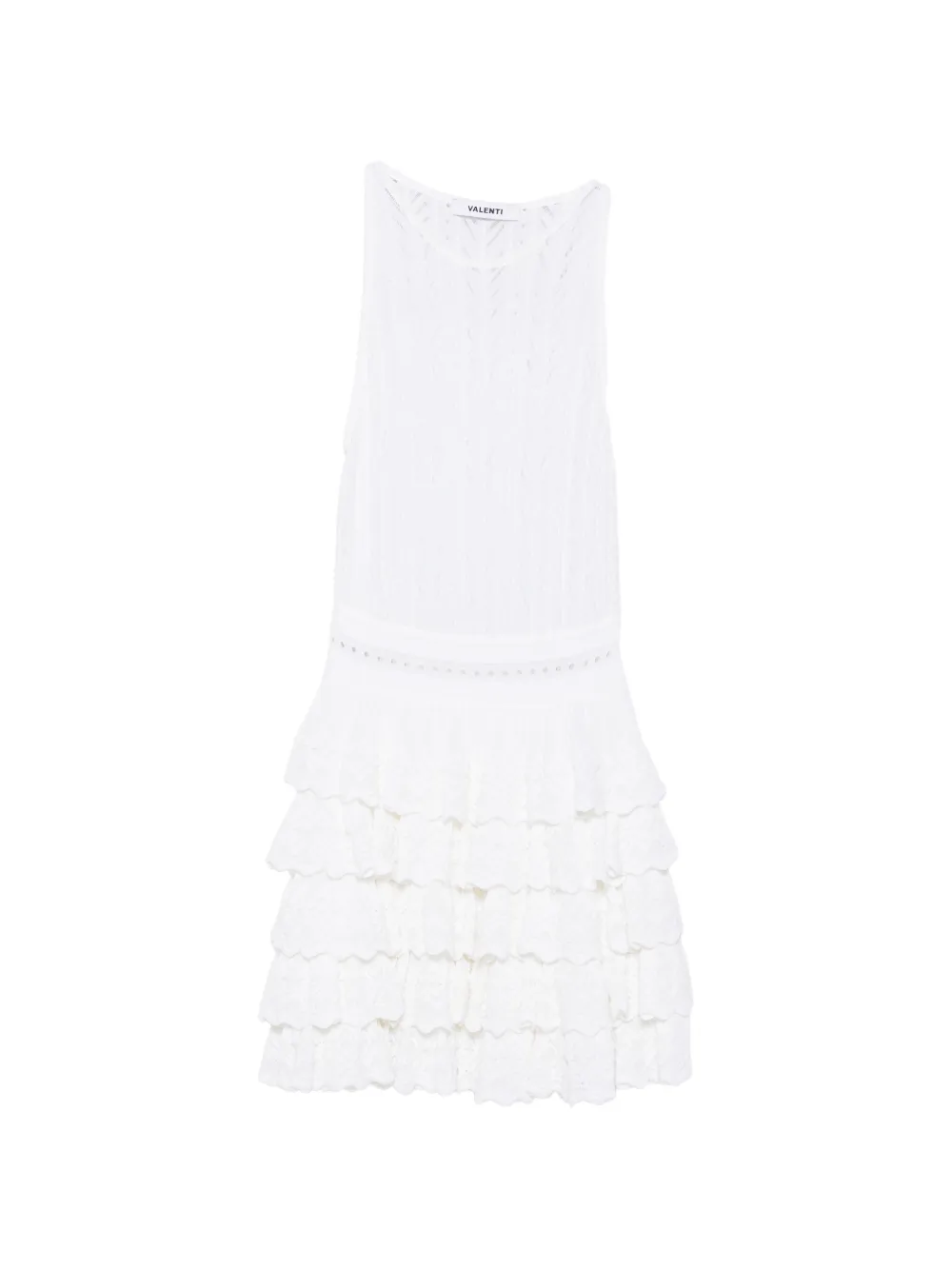 Antonino Valenti pointelle-knit ruffled mini dress - White