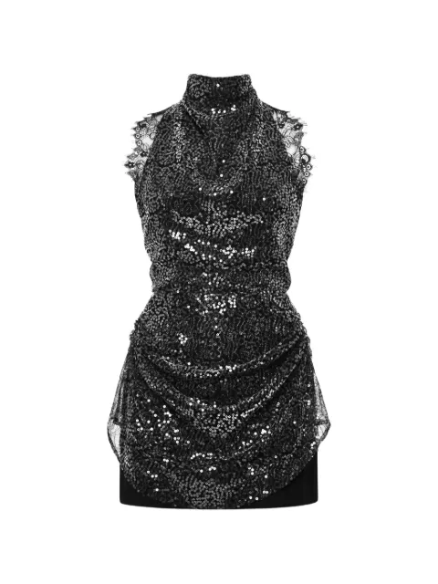 ANOUKI sequin-embellished lace-trim mini dress