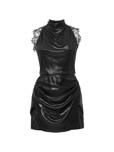 ANOUKI lace-trim draped mini dress