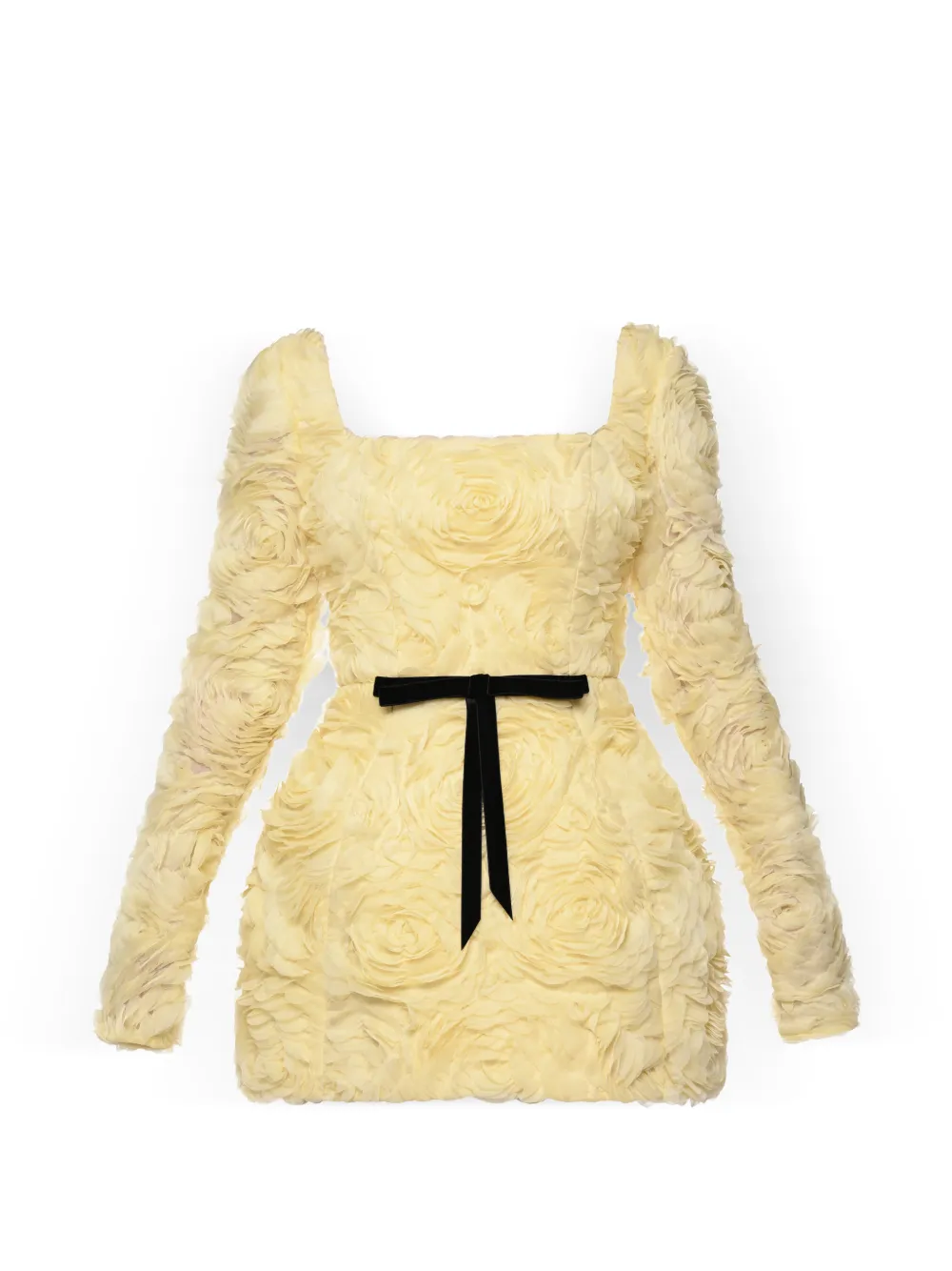ANOUKI floral-appliqué bow-detail mini dress - Giallo