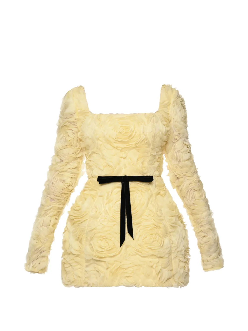 ANOUKI floral-appliqué bow-detail mini dress - Giallo
