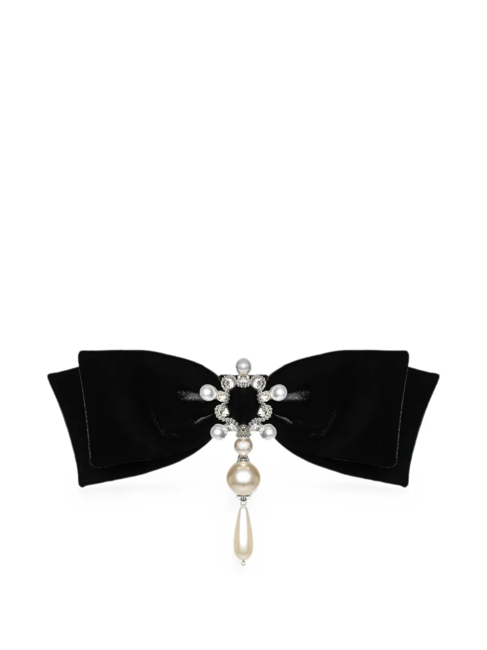 ANOUKI crystal-embellished velvet hair clip - Nero