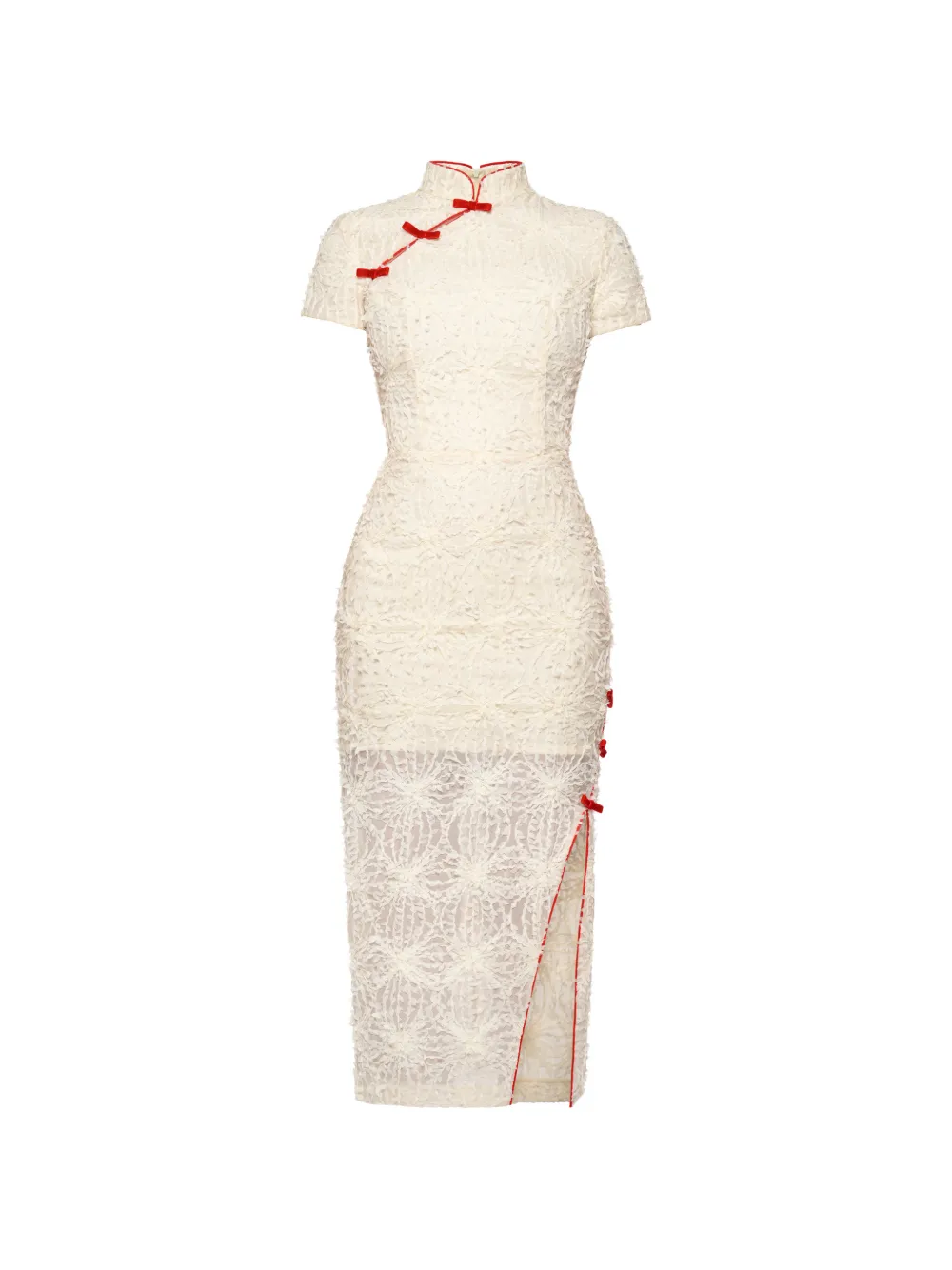 ANOUKI bow-embellished high-neck midi dress - Toni neutri