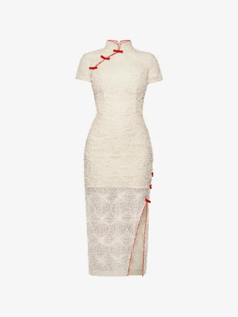 ANOUKI bow-embellished high-neck midi dress