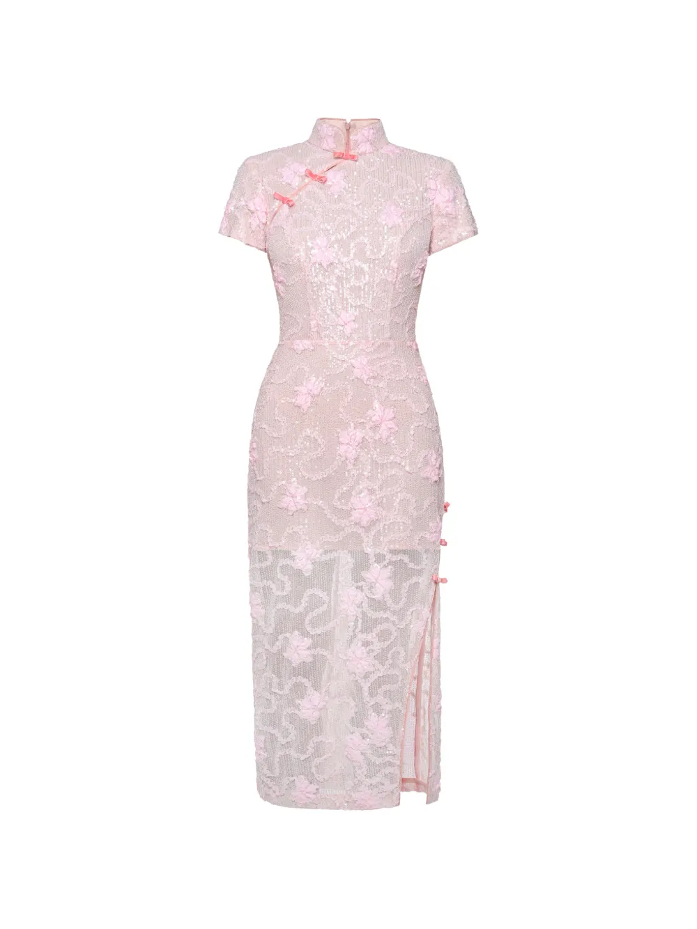 ANOUKI sequin-embellished floral-appliqué maxi dress - Rosa