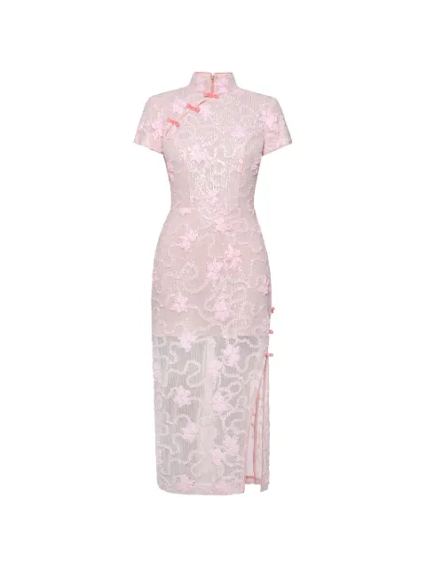 ANOUKI sequin-embellished floral-appliqué maxi dress