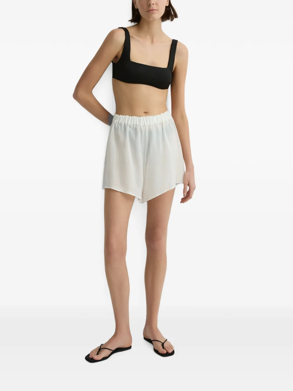 BONDI BORN Cremona sheer-voile shorts - White