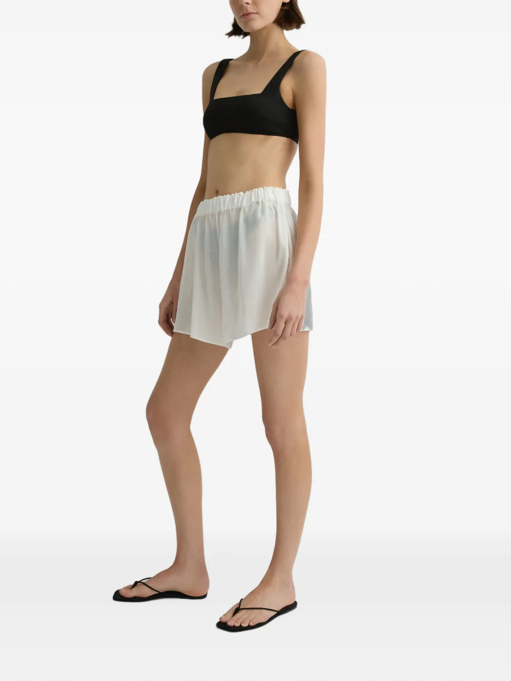 BONDI BORN Cremona doorzichtige shorts Wit