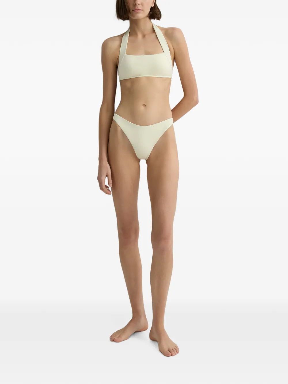 BONDI BORN Cara bikinitop met vierkante hals en halternek Beige