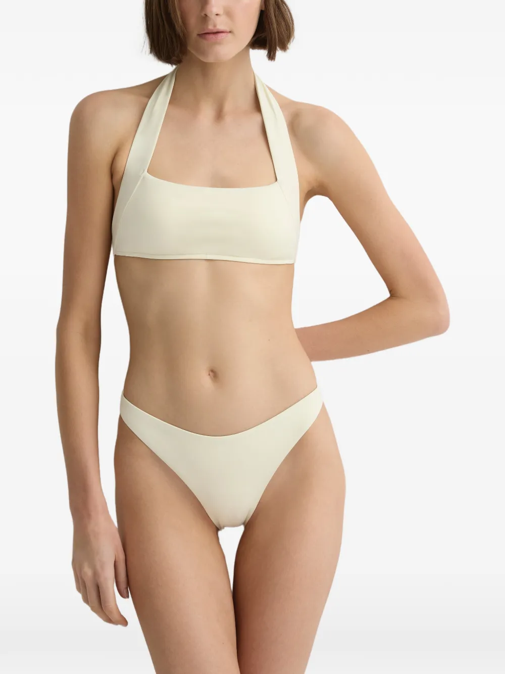 BONDI BORN Cara bikinitop met vierkante hals en halternek Beige