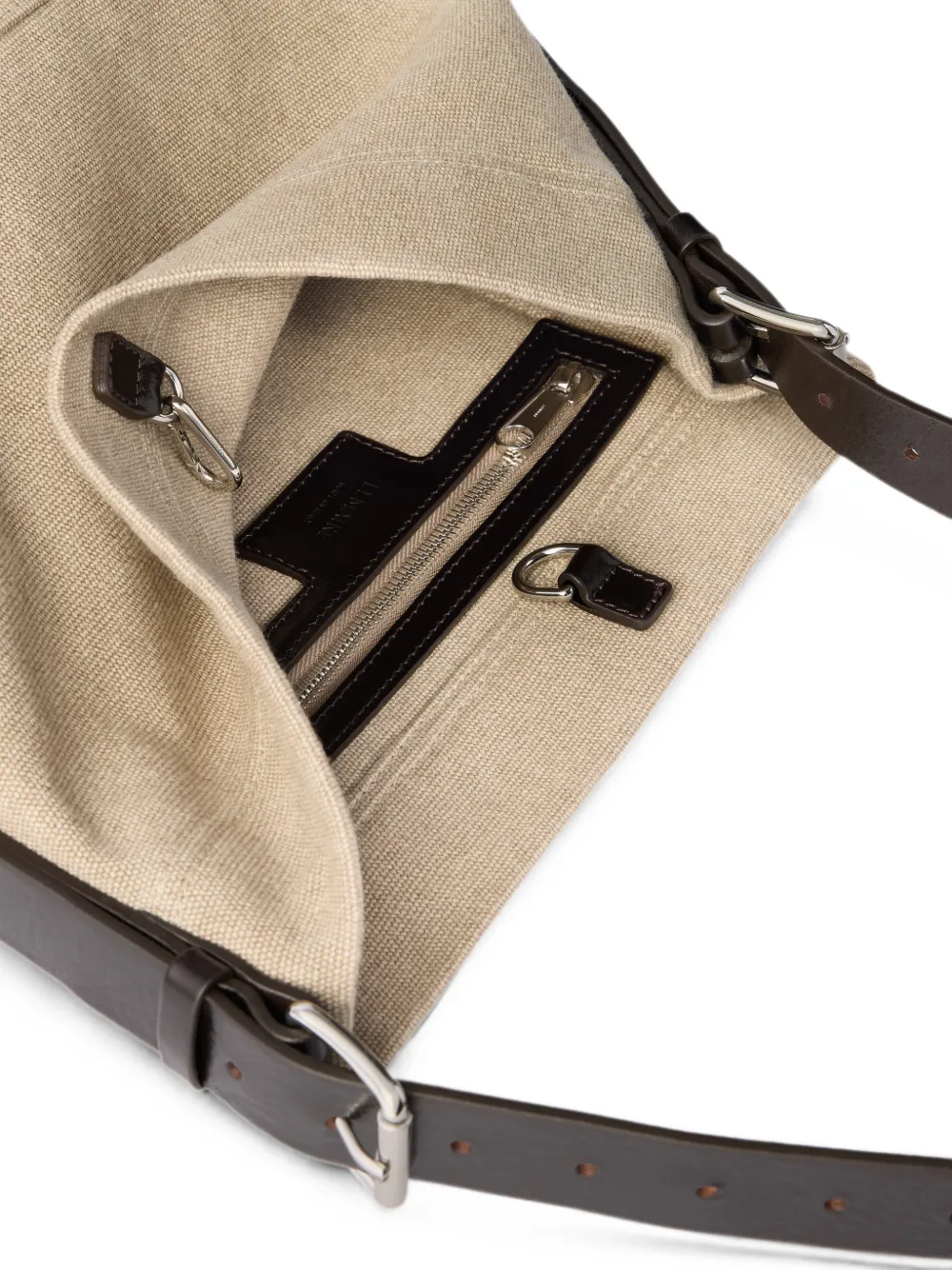 LEMAIRE Kleine shopper met ceintuur in zwaar eco-katoenen canvas Beige
