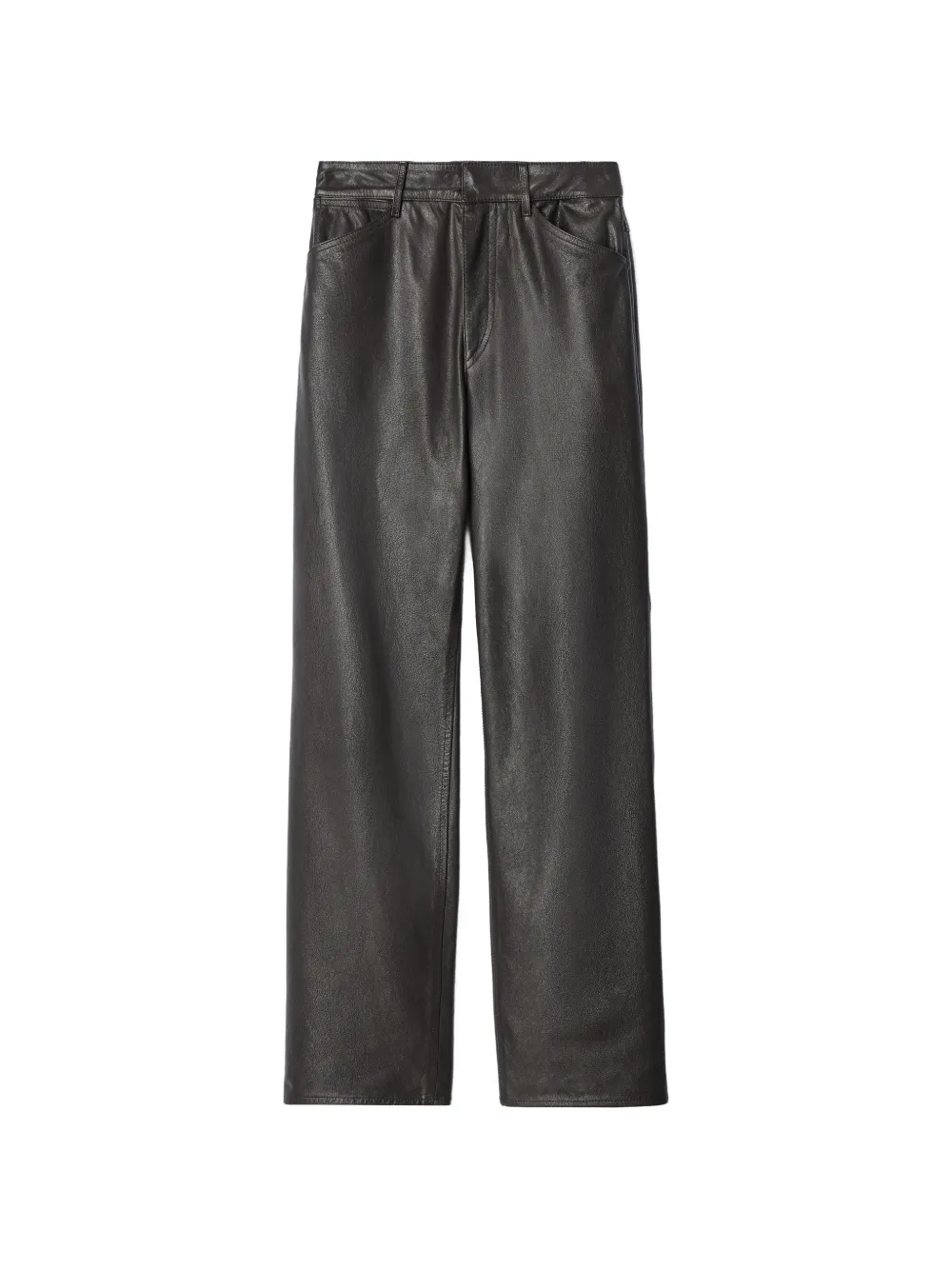 LEMAIRE straight pants in glossy leather Bruin