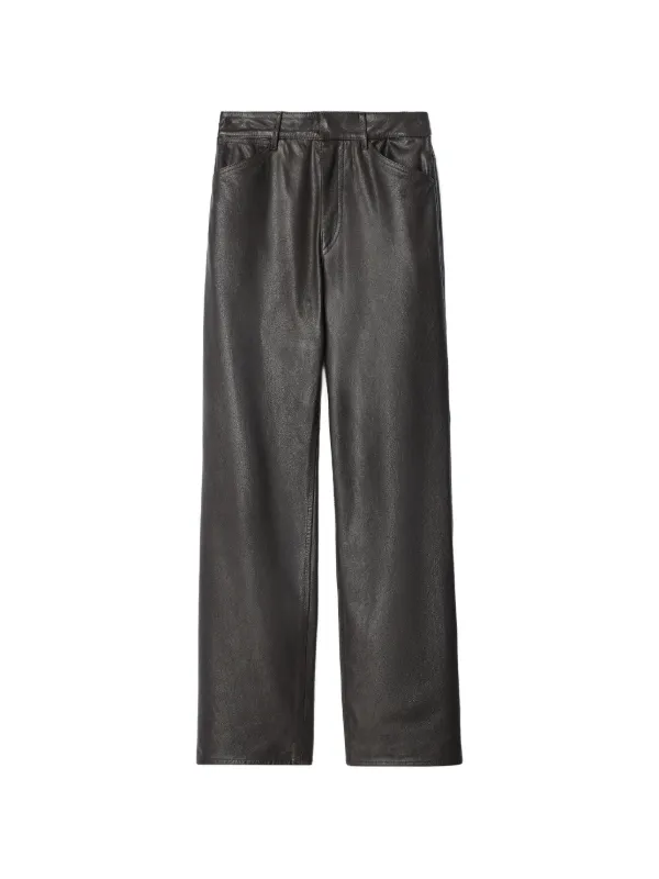 Lemaire Straight Pants in Glossy Leather in Brown