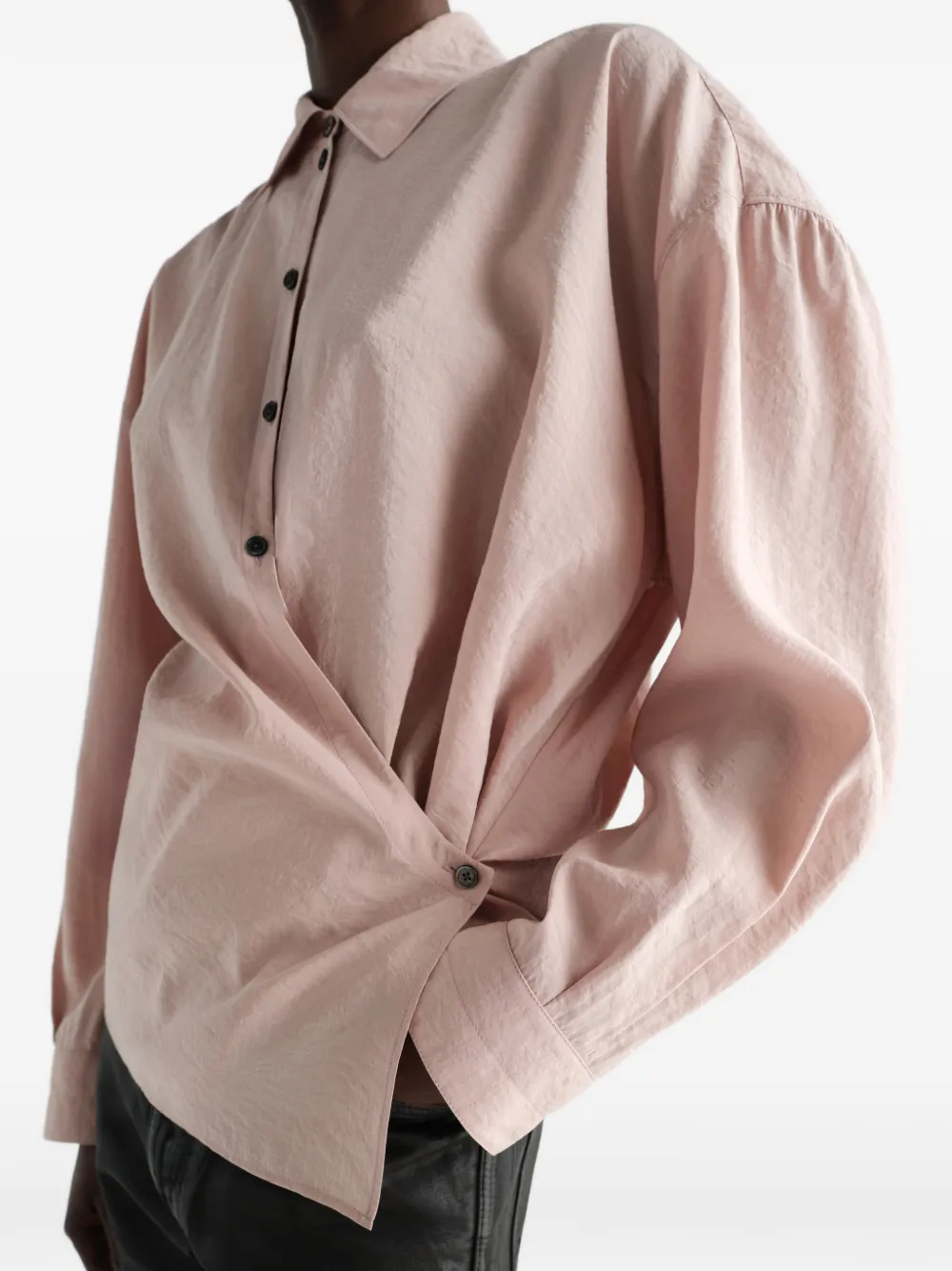 LEMAIRE Twisted zijden blouse met rechte kraag Roze