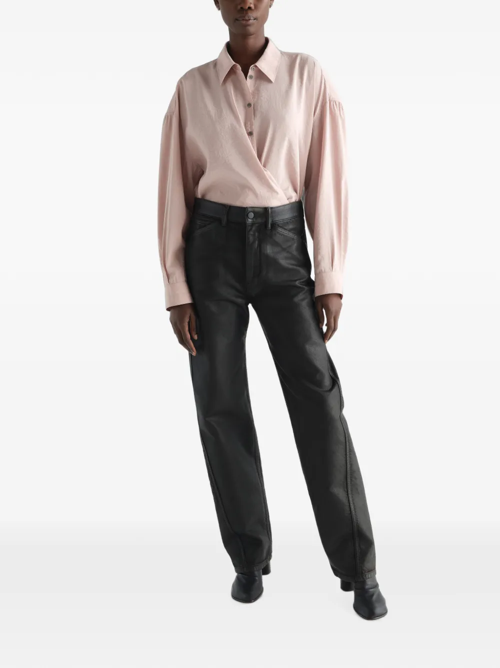 LEMAIRE Twisted zijden blouse met rechte kraag Roze