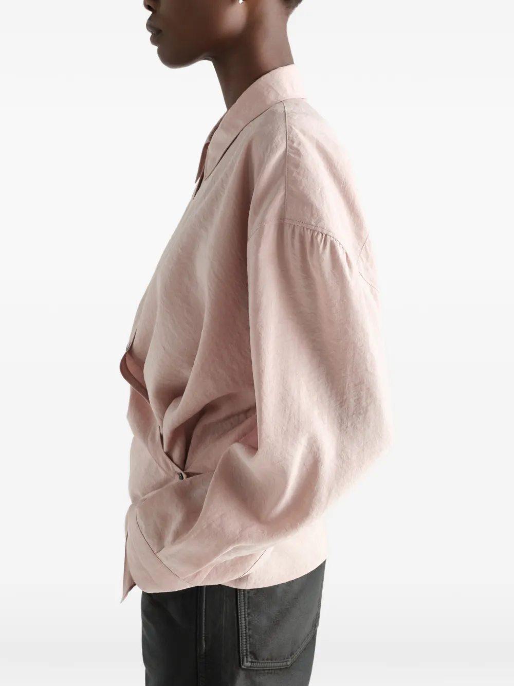 LEMAIRE Twisted zijden blouse met rechte kraag Roze
