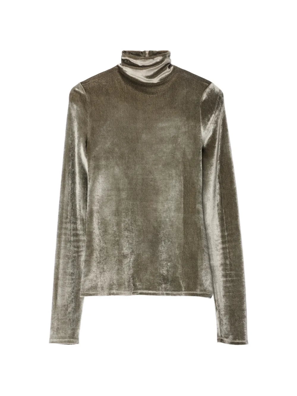 LEMAIRE fitted stand-collar top in velvet jersey - Grigio