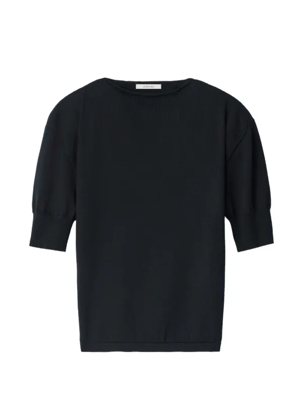 Lemaire Short-sleeve Sweater in Fine Merino Wool in Black